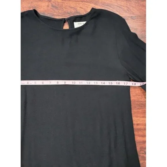 Anthropologie Cloth & Stone Womens Round Neck Bell Sleeve Blouse Black XS-M - Picture 9 of 10